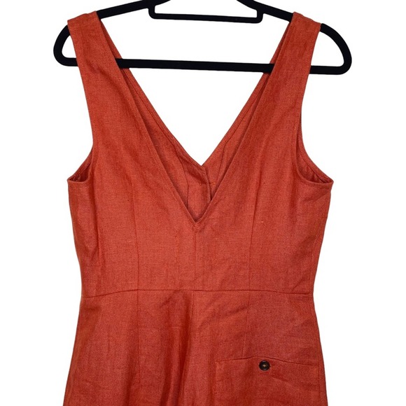Paloma Wool Rust Orange Light Coaba Alana Linen Button Front Jumpsuit - 36/US 4 - Picture 6 of 8